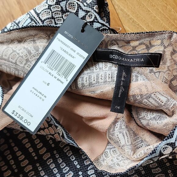 BCBGMaxAzria Black and Gray Lace Mini Dress - Women's Size 6 (NWT) - Picture 2 of 6